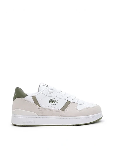 Мужские кеды Lacoste T-Clip кожаные белые фото 1