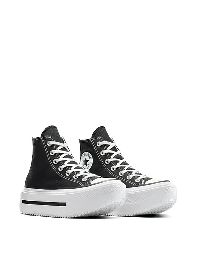 Жіночі черевики Converse Chuck Taylor All Star Lift Double Stack текстильні чорні - фото 3 - Miraton