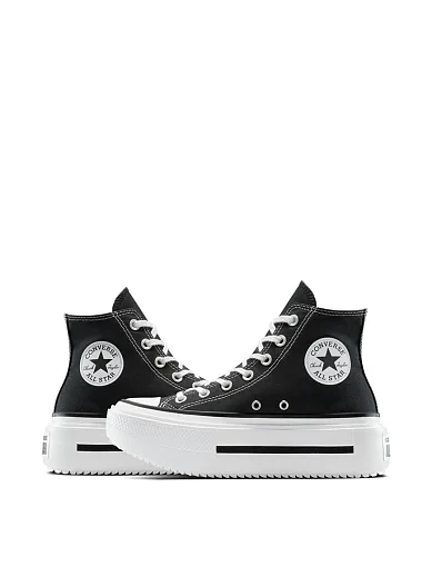Жіночі черевики Converse Chuck Taylor All Star Lift Double Stack текстильні чорні - фото 4 - Miraton
