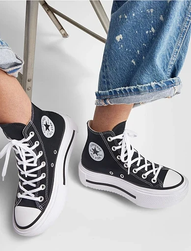 Жіночі черевики Converse Chuck Taylor All Star Lift Double Stack текстильні чорні - фото 7 - Miraton