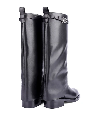 Женские сапоги кожаные черные - фото 4 - Miraton