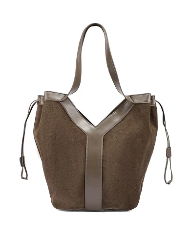 Жіноча сумка шоппер замшева зелена(89-8789) - фото 3 - Miraton