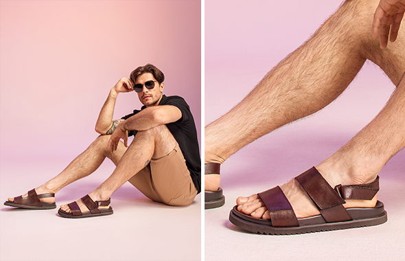 Чоловічі сандалі шкіряні коричневі фото 