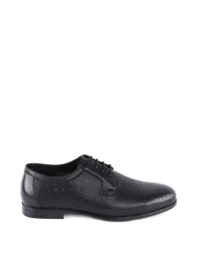 Мужские туфли броги кожаные черные - фото  - Miraton