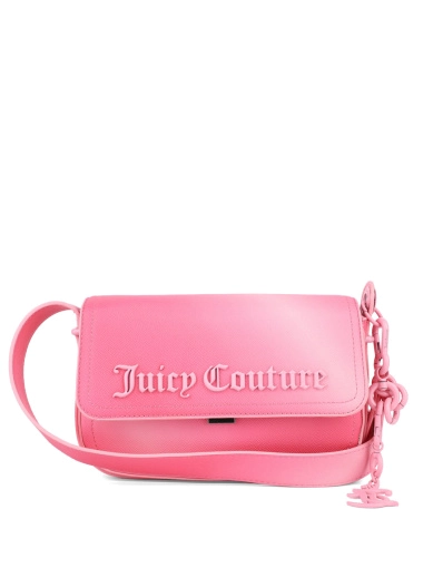 Женская сумка кросс-боди Juicy Couture из экокожи розовая с логотипом фото 1
