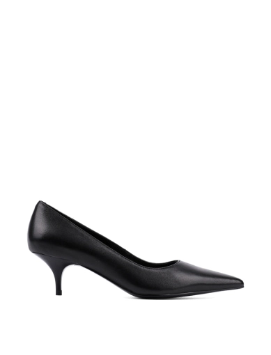 Женские туфли-лодочки MIRATON кожаные черные на kitten heels фото 1