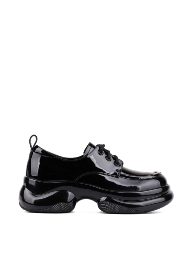 Женские туфли дерби MIRATON лаковые черные фото 1