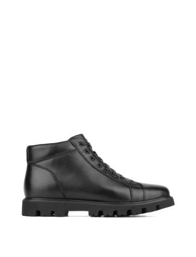 Мужские ботинки черные кожаные с подкладкой из натурального меха фото 1