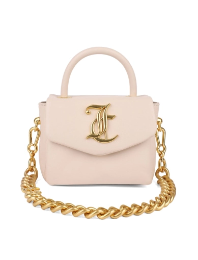 Женская сумка кросс-боди Juicy Couture из экокожи бежевая с логотипом фото 1