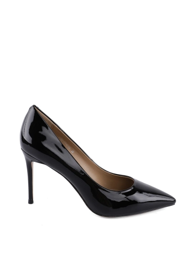 Жіночі туфлі лакові чорні з гострим носком фото 1