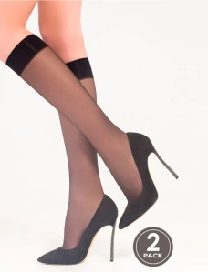 Гольфы женские прозрачные LEGS 150  (15 den) чер - фото  - Miraton