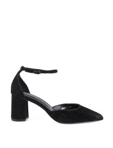 Жіночі туфлі велюрові чорні з гострим носком - фото  - Miraton