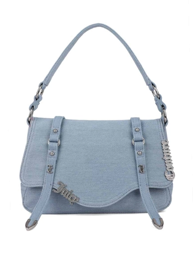 Женская сумка хобо Juicy Couture из экокожи синяя с логотипом фото 1