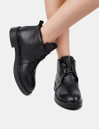 Женские ботинки черные кожаные фото 1