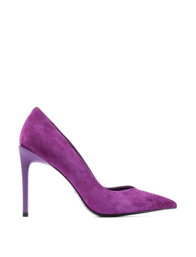 Женские туфли с острым носком фиолетовые велюровые фото 1
