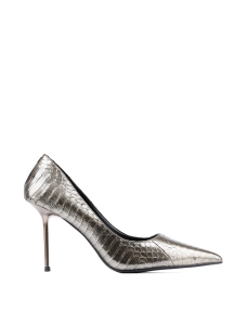 Женские туфли с острым носком бронзовые кожаные - фото  - Miraton