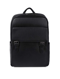 Рюкзак MIRATON кожаный черный с внешним карманом - фото  - Miraton