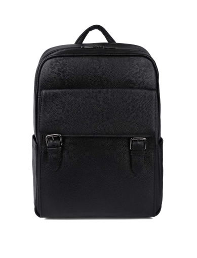 Рюкзак MIRATON кожаный черный с внешним карманом фото 1